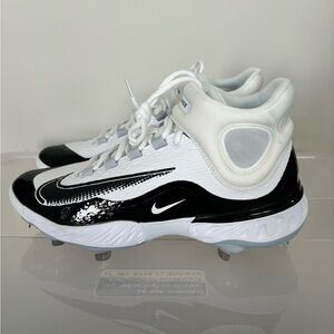 NEW Mens Nike Alpha Huarache Elite 4 Mid White/Black Baseball Cleats Size 10